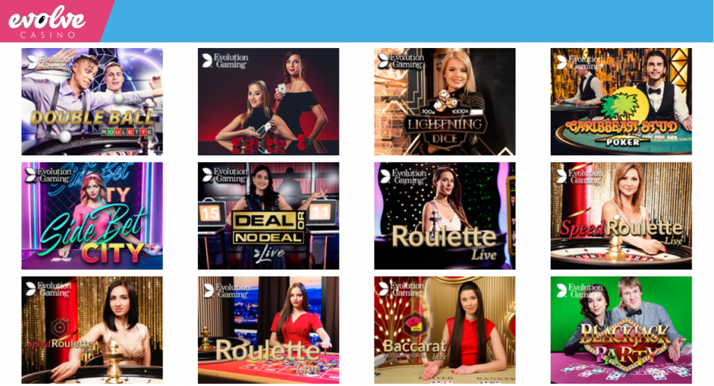 jeux en direct evolve casino